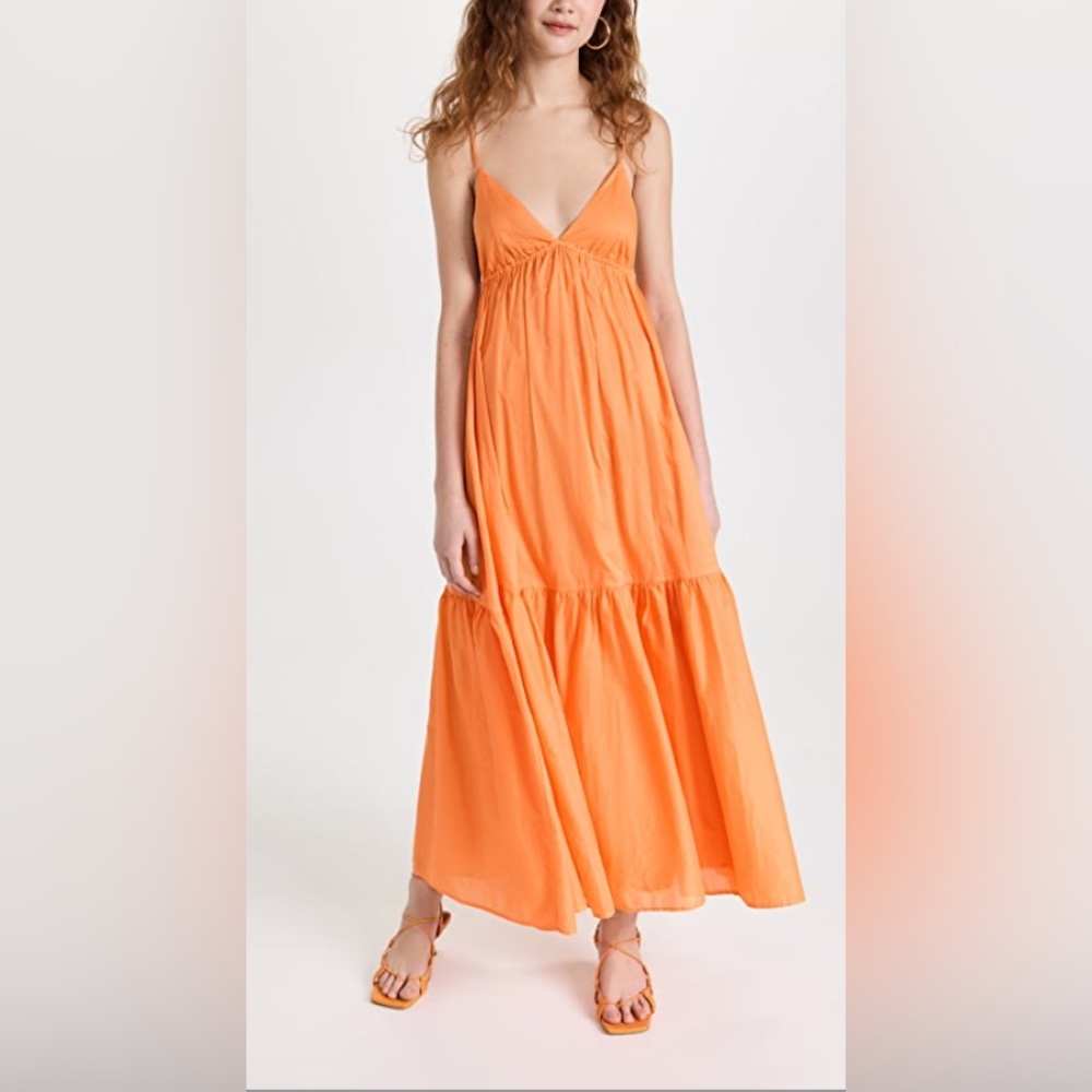FAITHFULL the brand, XL, color Mango, Wilonna Midi tiered dress, 100% cotton